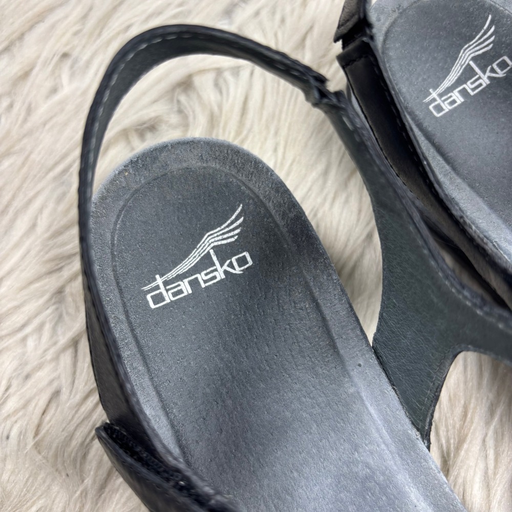 Dansko Women's 40 US 9.5 10 Black Blythe Sandal Metallic Ankle Strap Comfort - Picture 4 of 8